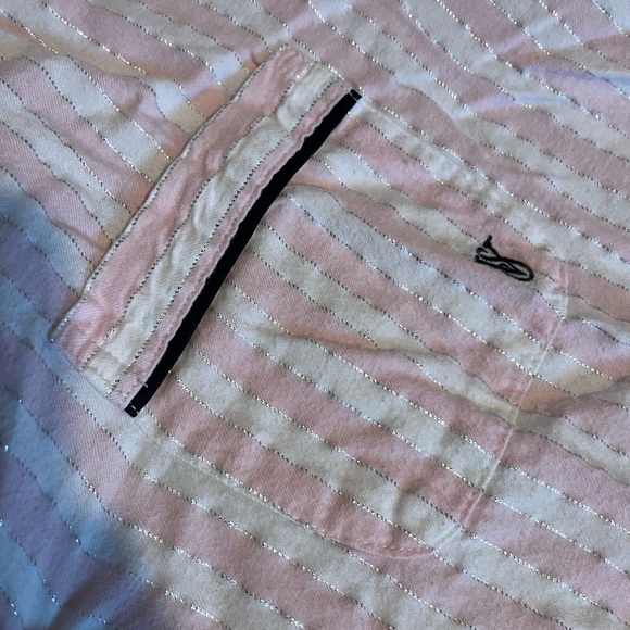 Victoria's Secret Pink and White Striped Pajama Set with Silver Lurex - Picture 3 of 3